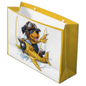 Grand Sac Cadeau Rottweiler Dog Avion Pilote (Devant Angle)