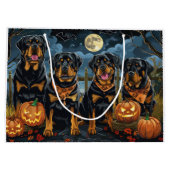 Grand Sac Cadeau Rottweiler Halloween Éffrayant (Dos)