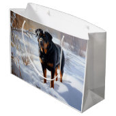Grand Sac Cadeau Rottweiler Laisser neiger Noël (Dos Angle)