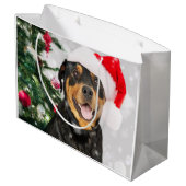 Grand Sac Cadeau Rottweiler Père Noël (Dos Angle)