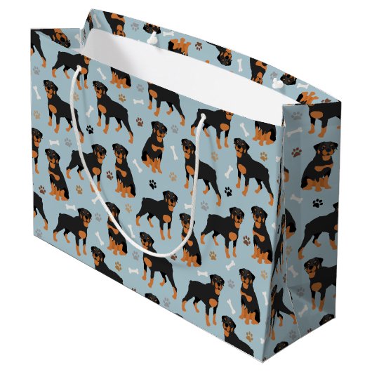 Grand Sac Cadeau Rotweiler Dog Bones and Paws (Dos Angle)
