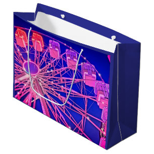 Grand Sac Cadeau Roue violette et rose Ferris