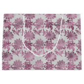 Grand Sac Cadeau Rouge Bourgogne Fleur Argent (Devant)