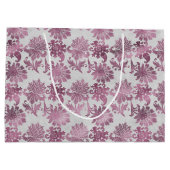 Grand Sac Cadeau Rouge Bourgogne Fleur Argent (Dos)