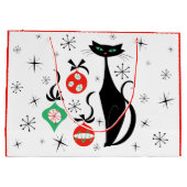 Grand Sac Cadeau Rouge de chat rétro Xmas (Dos)