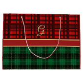 Grand Sac Cadeau Rouge et vert douillette avec Gold Initial (Dos)