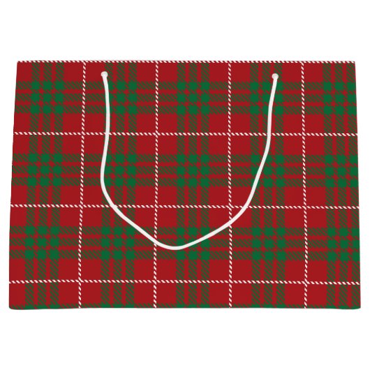 Grand Sac Cadeau Rouge et vert plaid (Devant)