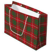 Grand Sac Cadeau Rouge et vert plaid (Devant Angle)