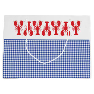 Grand Sac Cadeau Rouge Homards Bleu Blanc En vichy Plage Côtière