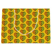 Grand Sac Cadeau Rouge Noir Coeurs verts Jaune Kwanzaa (Devant)