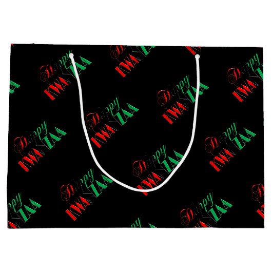 Grand Sac Cadeau Rouge Noir Vert Kinara Typographie Joyeux Kwanzaa (Dos)