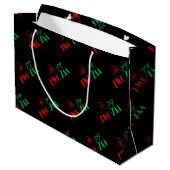 Grand Sac Cadeau Rouge Noir Vert Kinara Typographie Joyeux Kwanzaa (Dos Angle)