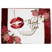 Grand Sac Cadeau Rouge Parties scintillant à lèvres et Rose - Merci (Dos)