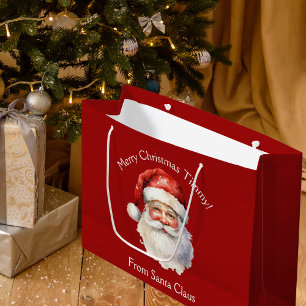 Grand Sac Cadeau Rouge personnalisé du Père Noël Enfants Noël