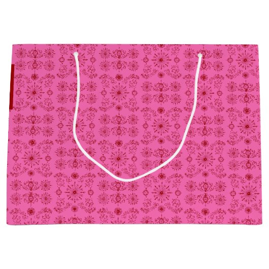 Grand Sac Cadeau Rouge sur rose (Devant)