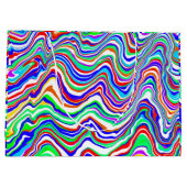 Grand Sac Cadeau Rouge, Vert, Bleu, Blanc, Abstrait hivernal (Dos)