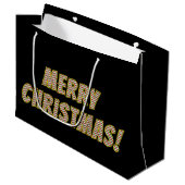 Grand Sac Cadeau Rouge, vert et blanc "MERCI NOËL !" (Devant Angle)