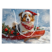 Grand Sac Cadeau Rough Collie Dog in Sledge Let Snow Christmas (Dos)