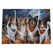 Grand Sac Cadeau Rough Collie Halloween Éffrayant (Devant)