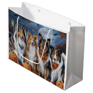 Grand Sac Cadeau Rough Collie Halloween Épouvantable