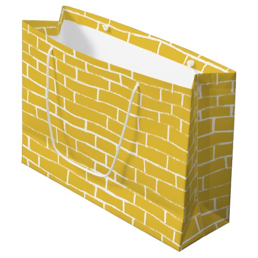 Grand Sac Cadeau Route de briques - Jaune et transparent (Devant Angle)