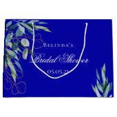 Grand Sac Cadeau Royal bleu eucalyptus verdure douche nuptiale (Devant)