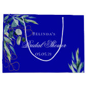 Grand Sac Cadeau Royal bleu eucalyptus verdure douche nuptiale (Dos)