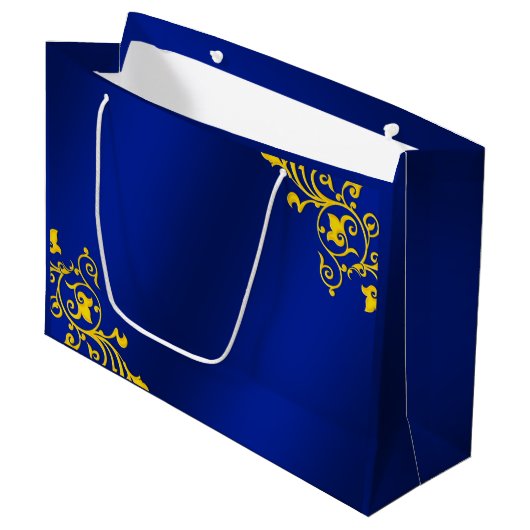 Grand Sac Cadeau Royal Blue and Gold (Devant Angle)
