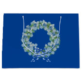 Grand Sac Cadeau Royal Blue Christmas Chinoiserie Wreath (Devant)