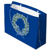 Grand Sac Cadeau Royal Blue Christmas Chinoiserie Wreath (Dos Angle)
