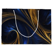 Grand Sac Cadeau Royal Blue Gold Abstrait Swirl (Dos)