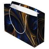 Grand Sac Cadeau Royal Blue Gold Abstrait Swirl (Dos Angle)