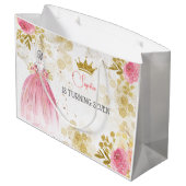 Grand Sac Cadeau Royal fête rose princesse anniversaire (Dos Angle)