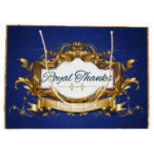 Grand Sac Cadeau Royal Merci| Blue and Gold avec Parties scintillan (Dos)