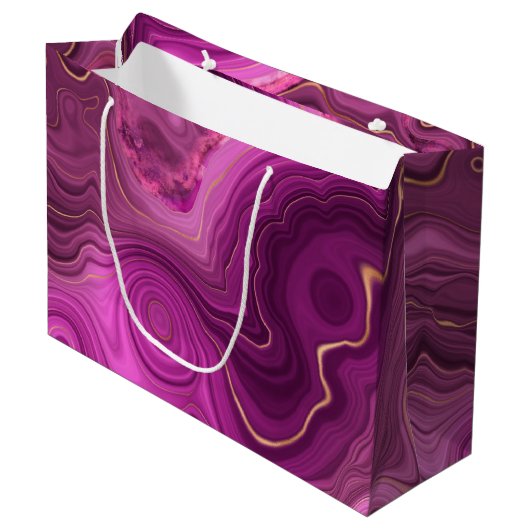Grand Sac Cadeau Royal Purple Et Gold Agate Abstrait (Devant Angle)