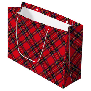 Grand Sac Cadeau Royal Stewart tartan rouge noir plaid