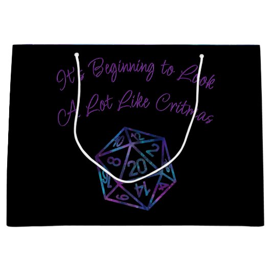 Grand Sac Cadeau RPG Critmas | Nebula Tabletop PnP Roleplayer Dice (Devant)