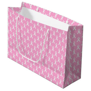Grand Sac Cadeau Ruban Rose Motif de sensibilisation au cancer du s