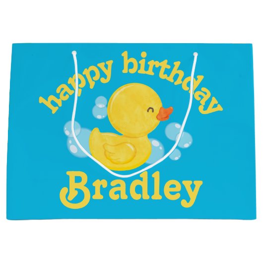 Grand Sac Cadeau Rubber Ducky Personnalisé Anniversaire (Devant)