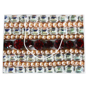 Grand Sac Cadeau Rubis, Rhinestone, diamants, bijoux, perles