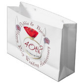 Grand Sac Cadeau Ruby du 40e anniversaire du Mariage (Devant Angle)