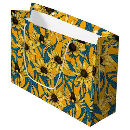 Grand Sac Cadeau Rudbekia jaune (Devant Angle)