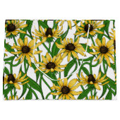 Grand Sac Cadeau Rudbekia jaune sur blanc (Devant)