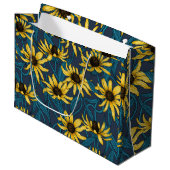 Grand Sac Cadeau Rudbekia jaune sur la marine (Devant Angle)