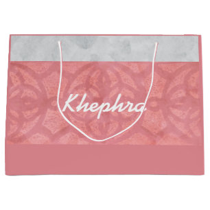 Grand Sac Cadeau Ruddy rose Batik gris Aquarelle Nom