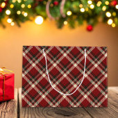 Grand Sac Cadeau Russe Joyeux Noël Bell Rouge Vert En vichy