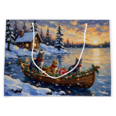 Grand Sac Cadeau Russian Blue Cat Christmas Boat Holiday (Devant)