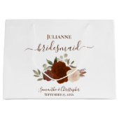 Grand Sac Cadeau Rust Orange Boho Roses Wedding Bridesmaid (Devant)