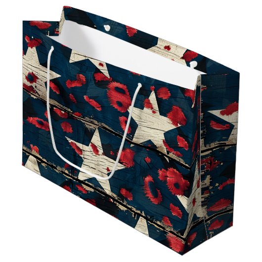 Grand Sac Cadeau Rustic American Flag Leopard Print (5) (Devant Angle)