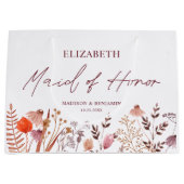 Grand Sac Cadeau Rustic Boho Fall Fleurs sauvages Maid of Honor Mar (Devant)